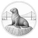 A San Franciscan™ logo, a circular seal featuring a sea lion on a rock before Golden Gate Bridge.