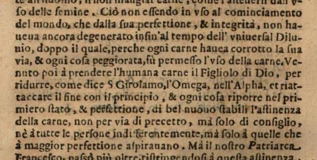 1655 Discussion by di Longobardi on St. Francis of Paola's theological reasoning for instituting his plant-based diet