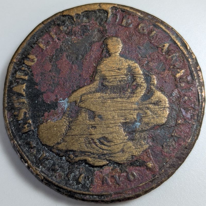 The libertad side of the same Guanajuato copper tlaco.