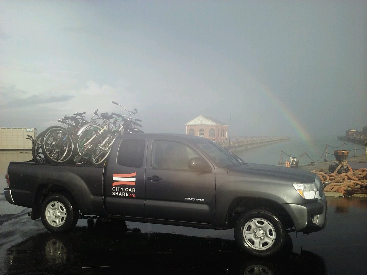 First Tweet of 2016, courtesy of Nancy Pili: Picking up bikes yesterday for Bicis del Pueblo, rainbow included