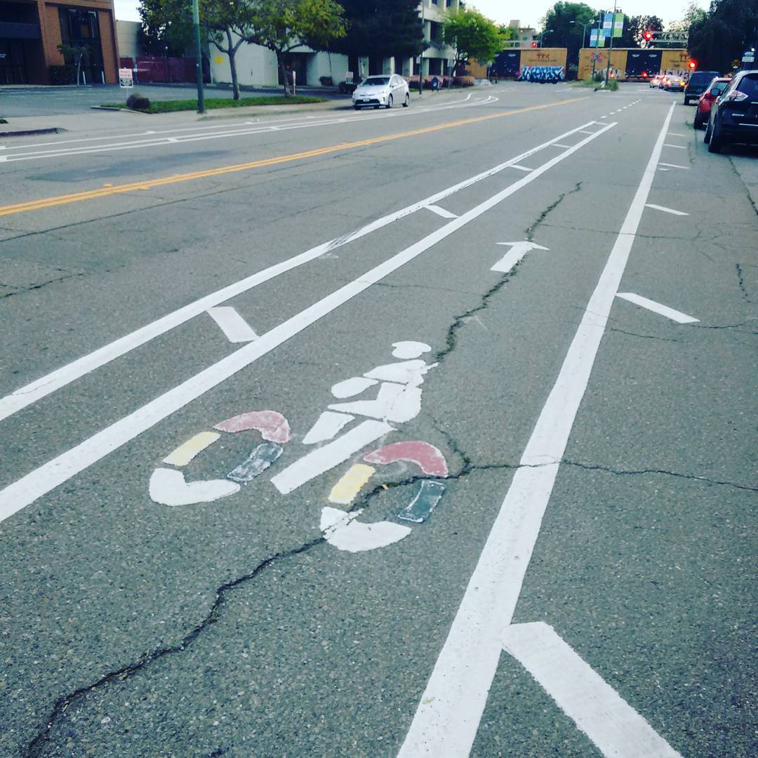 Bike lane symbol has medicine wheels. Very appropriate.