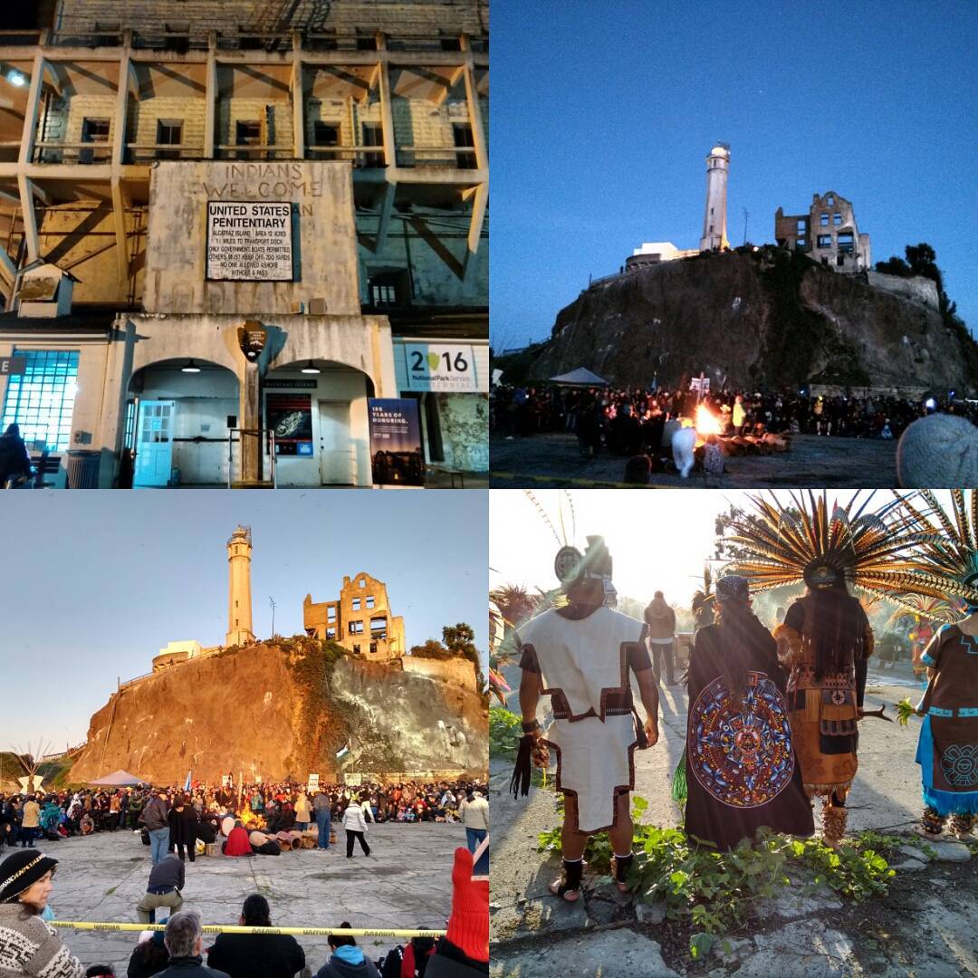 Chilly Sunrise Gathering at Alcatraz Island, Occupied Ohlone Land.