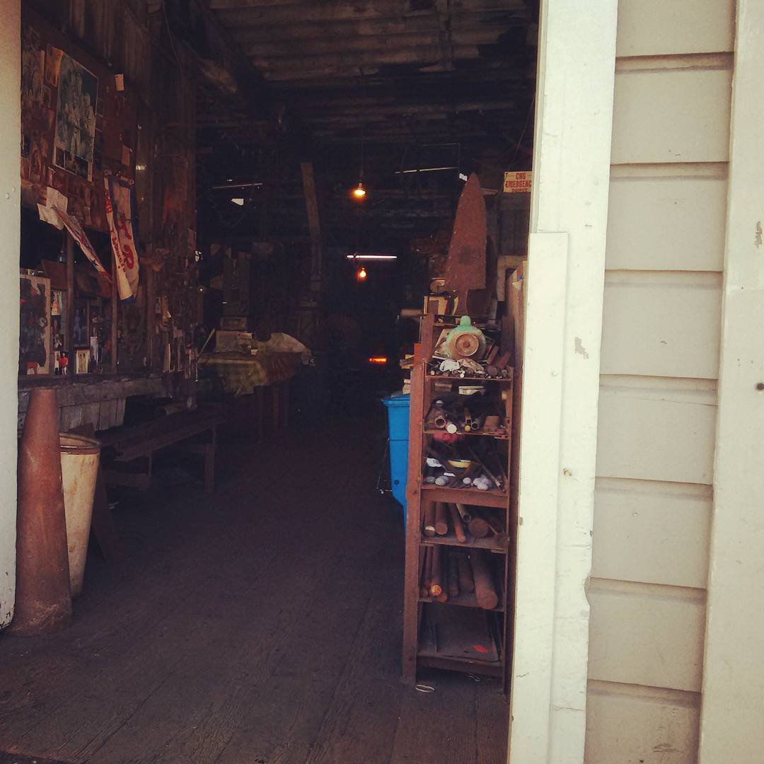 Klockars' blacksmith shop is on Folsom Street, between Fremont and 1st. You can catch a glimpse of the forge.